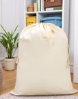 Canvas Laundry Bag , Thick Canvas Laundry Bag with Handles & Drawstring, Extra Large Heavy Duty Washable Basket Liner Hamper Liner Storage Sack (Beige, HLC071 2 Pack)