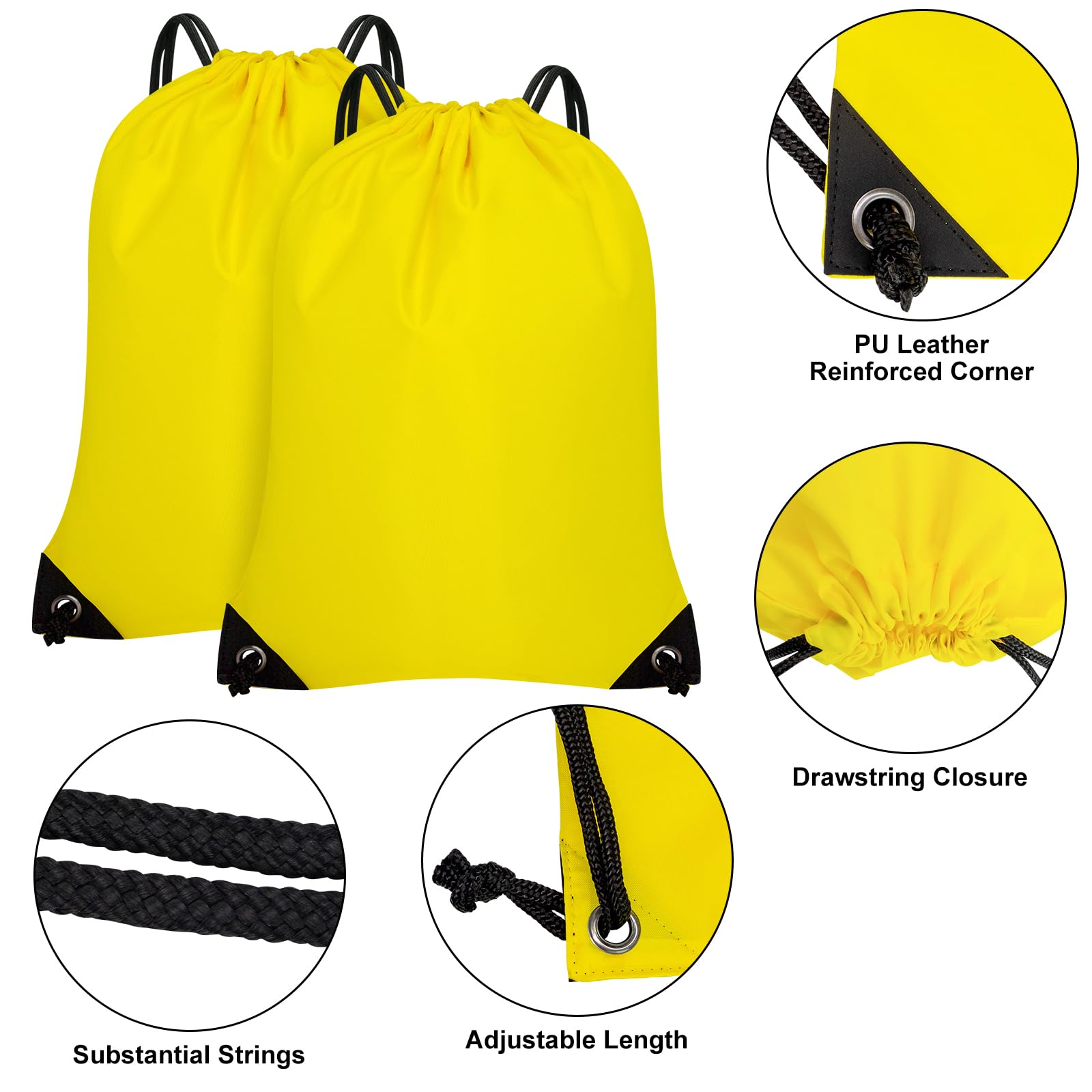 2PCS Drawstring Bags Bulk, String Backpack Yellow HRS10