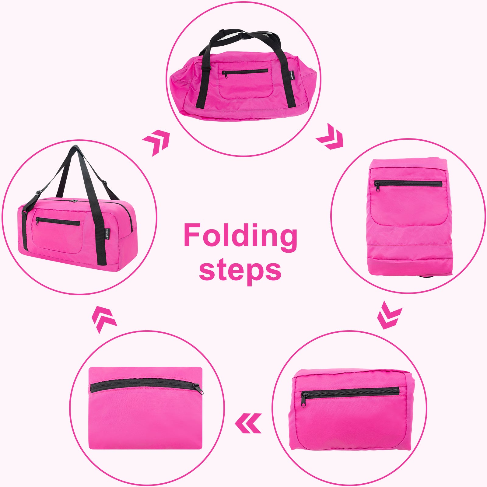 Foldable Travel Duffel Bag For Women & Men Luggage Great for Gym - pink HLC008