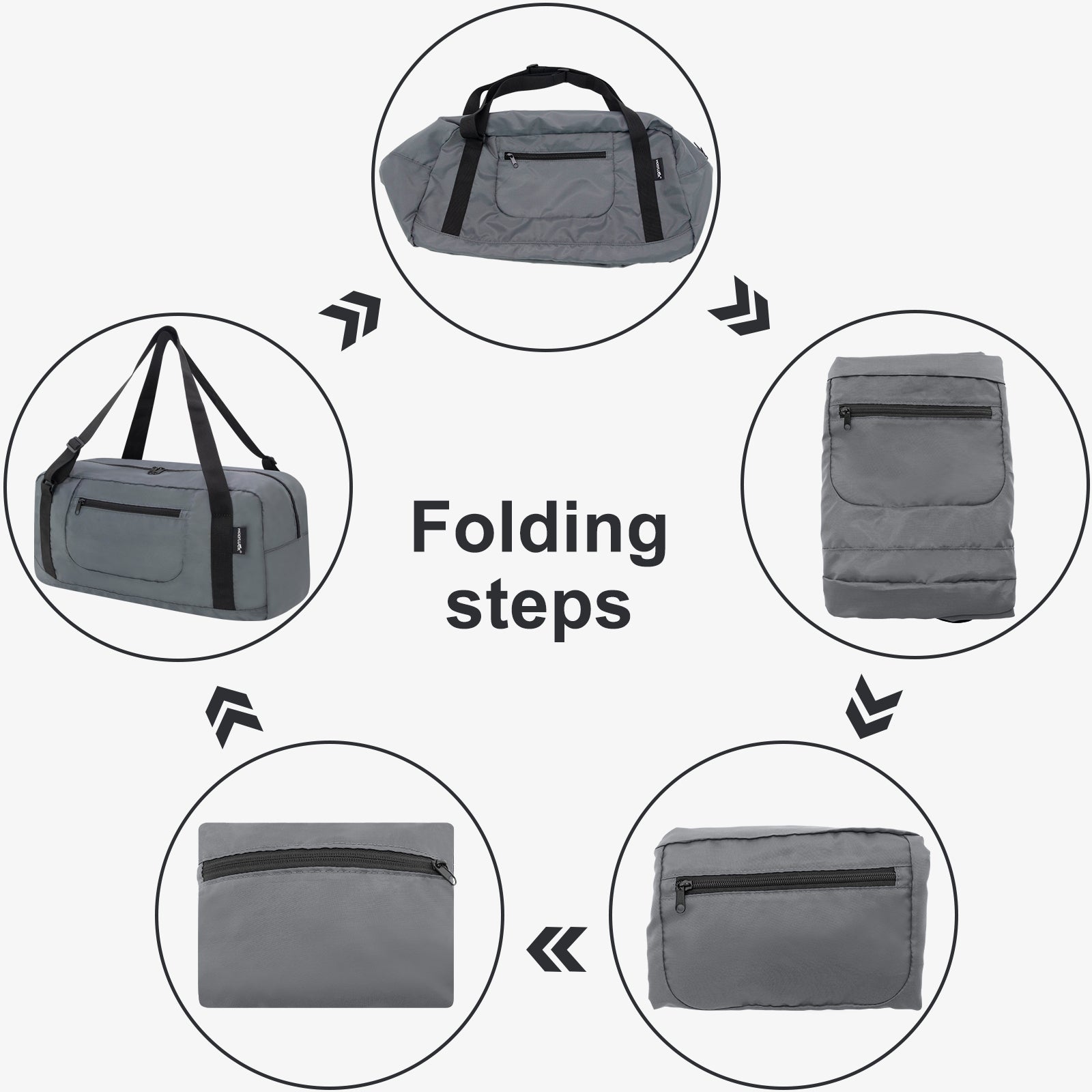 HOLYLUCK Foldable Travel Duffel Bag For Women & Men Luggage -Dark grey HLC008