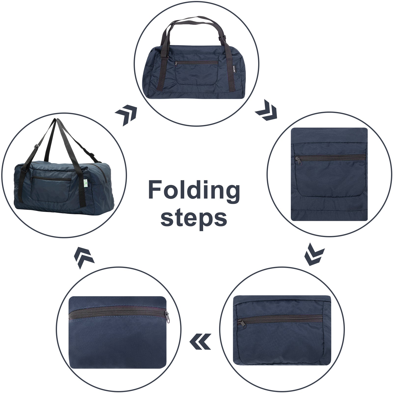 Foldable Travel Duffel Bag For Women & Men Luggage Great for Gym (Navy Blue) HLC008