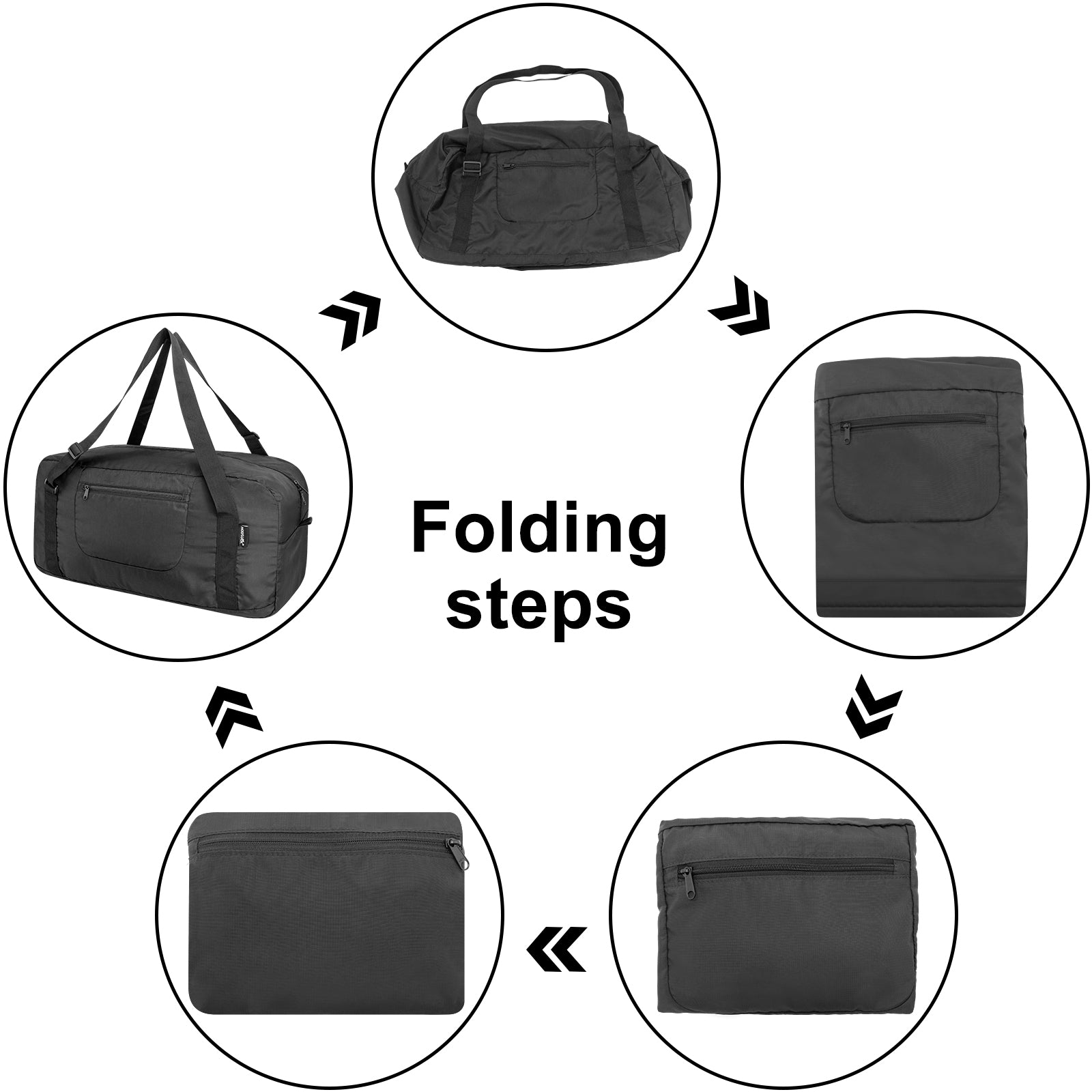 HOLYLUCK Foldable Travel Duffel Bag For Women & Men Luggage Great for Gym - large black HLC408