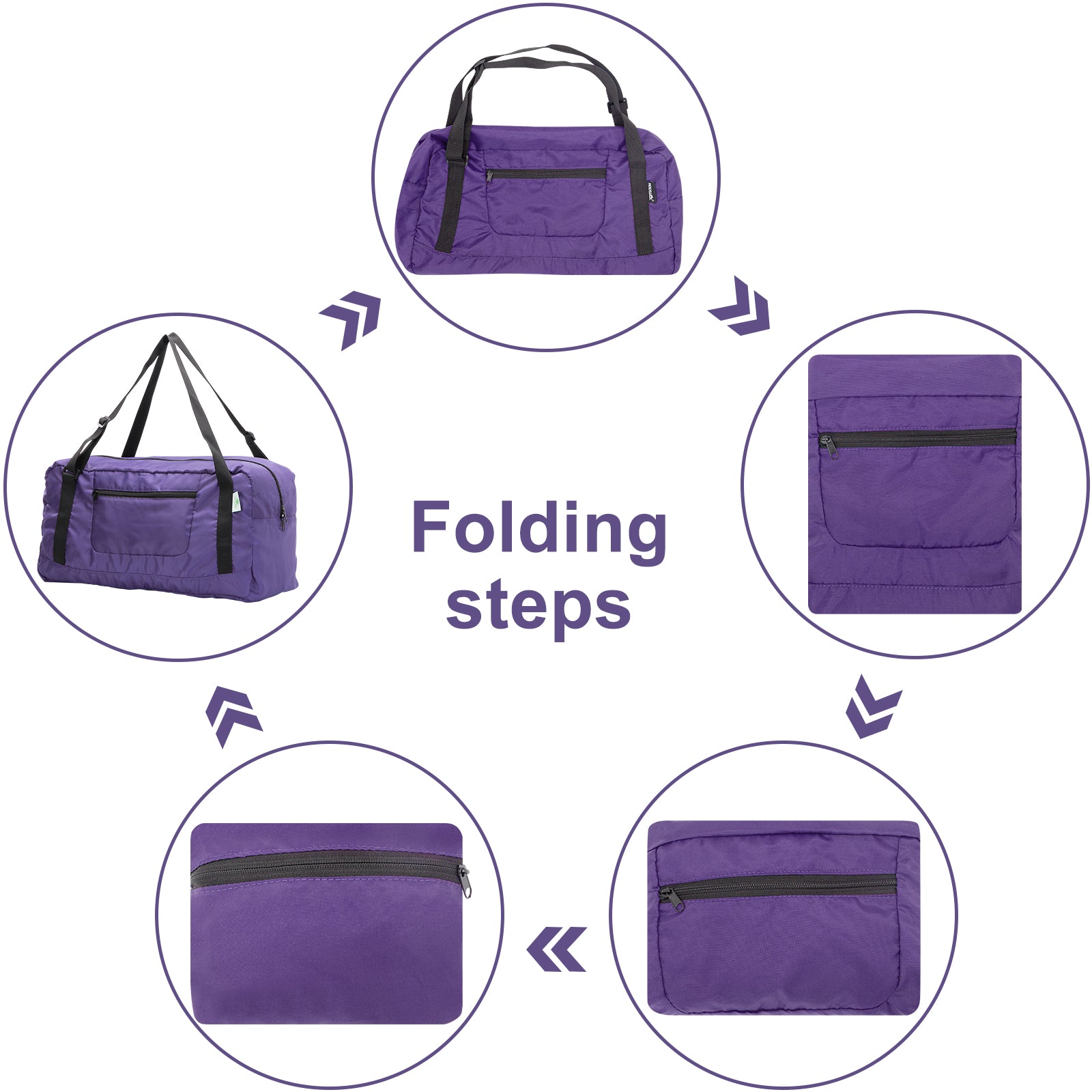Foldable Travel Duffel Bag For Women & Men Luggage Great for Gym (Purple) HLC008