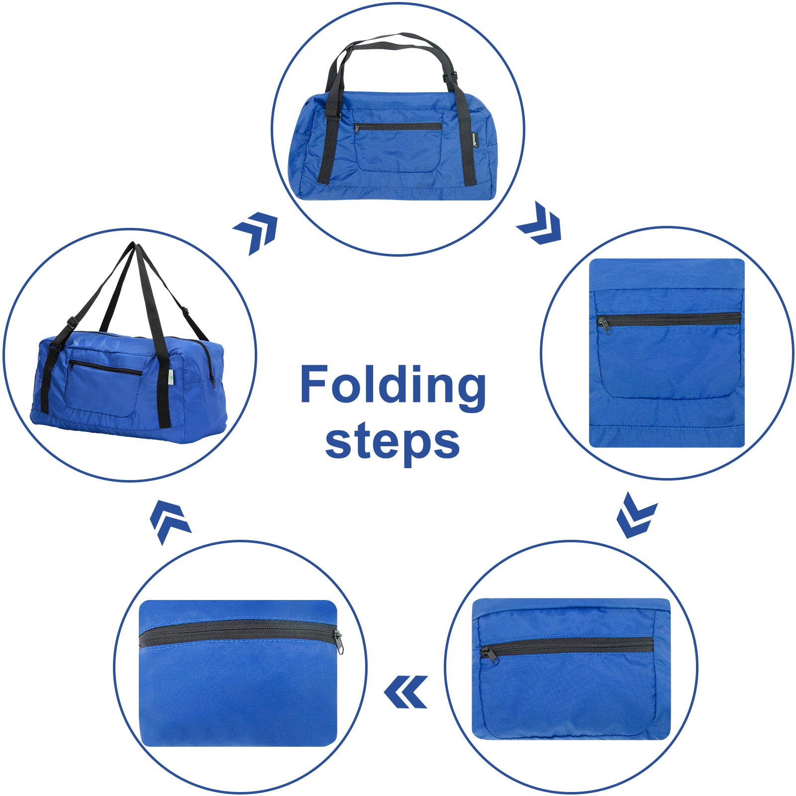 Foldable Travel Duffel Bag For Women & Men Luggage Great for Gym (Blue) HLC008