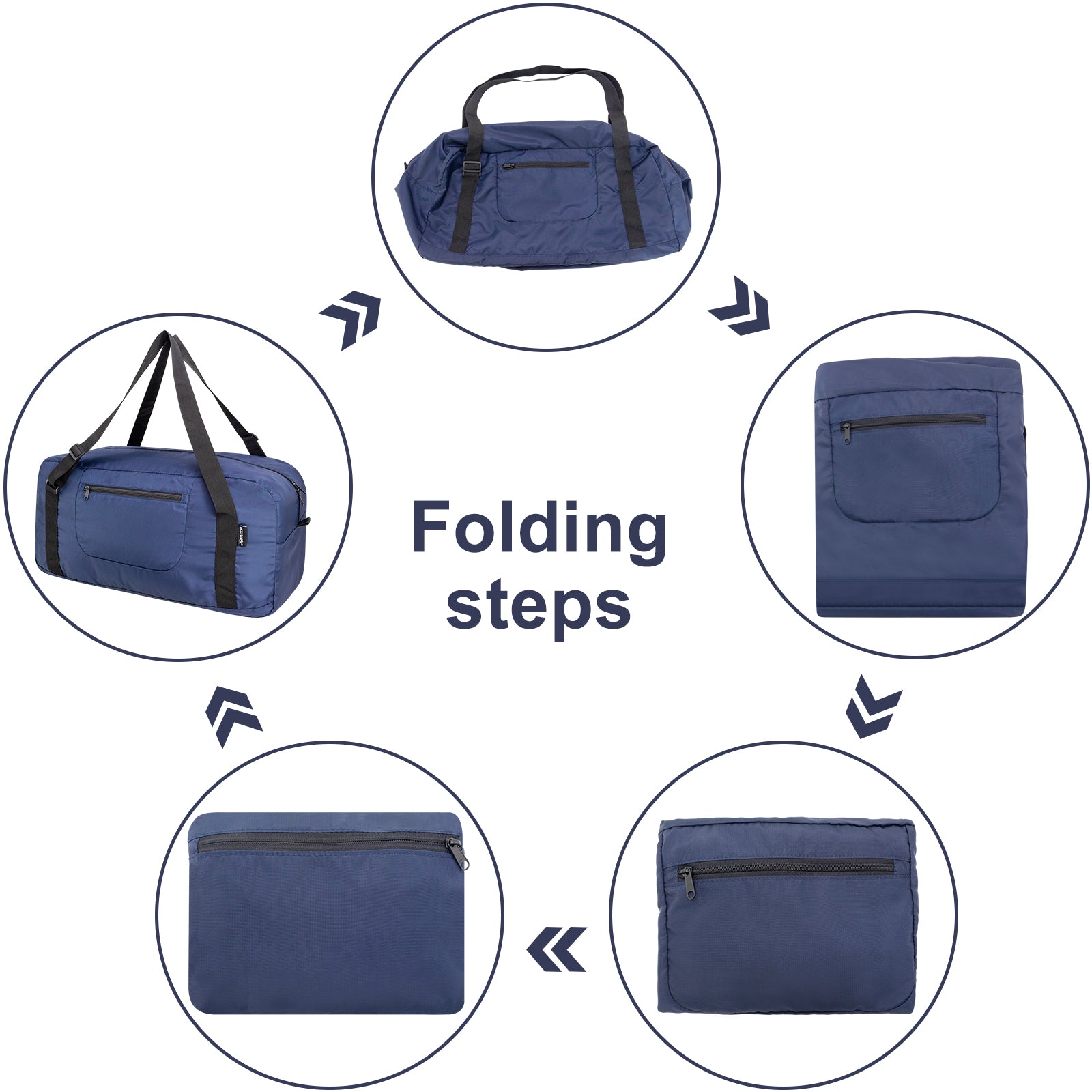 HOLYLUCK Foldable Travel Duffel Bag For Women & Men Luggage Great for Gym - large navy blue HLC408