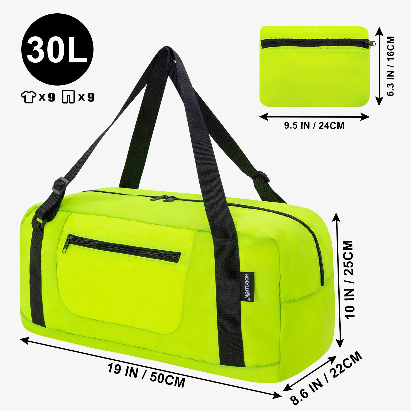 HOLYLUCK Foldable Travel Duffel Bag For Women & Men Luggage -Fluorescent yellow HLC008