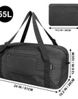 HOLYLUCK Foldable Travel Duffel Bag For Women & Men Luggage Great for Gym - large black HLC408