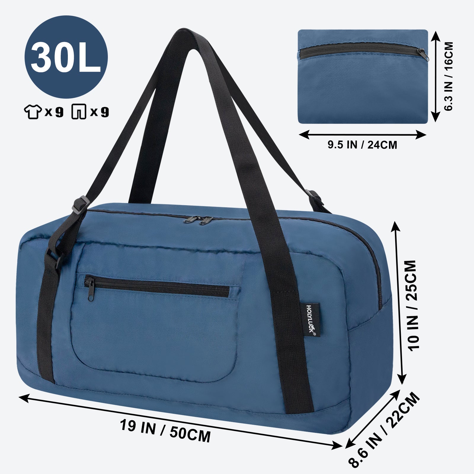 HOLYLUCK Foldable Travel Duffel Bag For Women & Men Luggage Great for Gym - Airforce blue HLC008