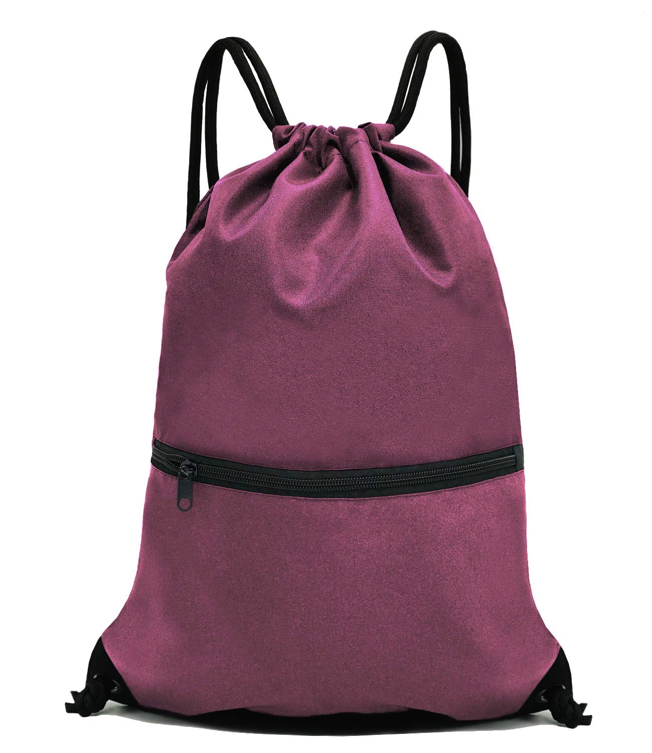 Outdoor Sport Gym Sack Waterproof Drawstring Backpack Bag Burgundy HLC001