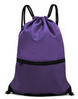 Outdoor Sport Gym Sack Waterproof Drawstring Backpack Bag Purple HLC001