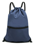 Outdoor Sport Gym Sack Waterproof Drawstring Backpack Bag Navy Blue HLC001