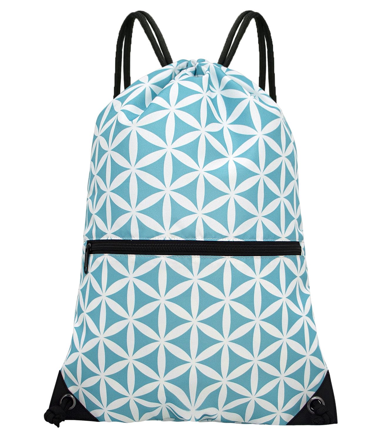 Drawstring Backpack Bag Sport Gym Sackpack Sky Blue Flower HLC001