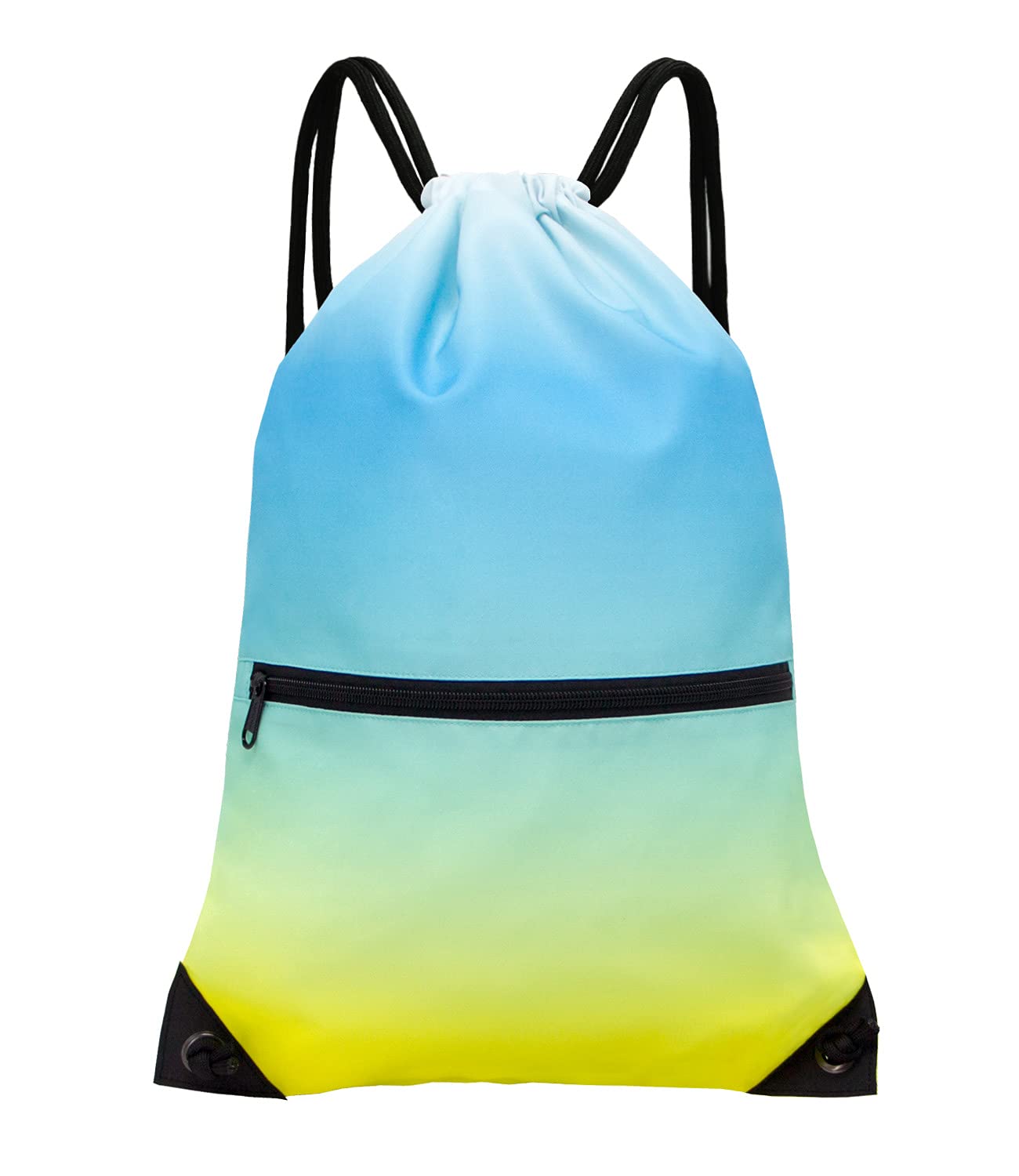Drawstring Backpack Bag Sport Gym Sackpack Gradient Yellow Blue HLC001
