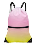 Drawstring Backpack Bag Sport Gym Sackpack Gradient Yellow Pink HLC001