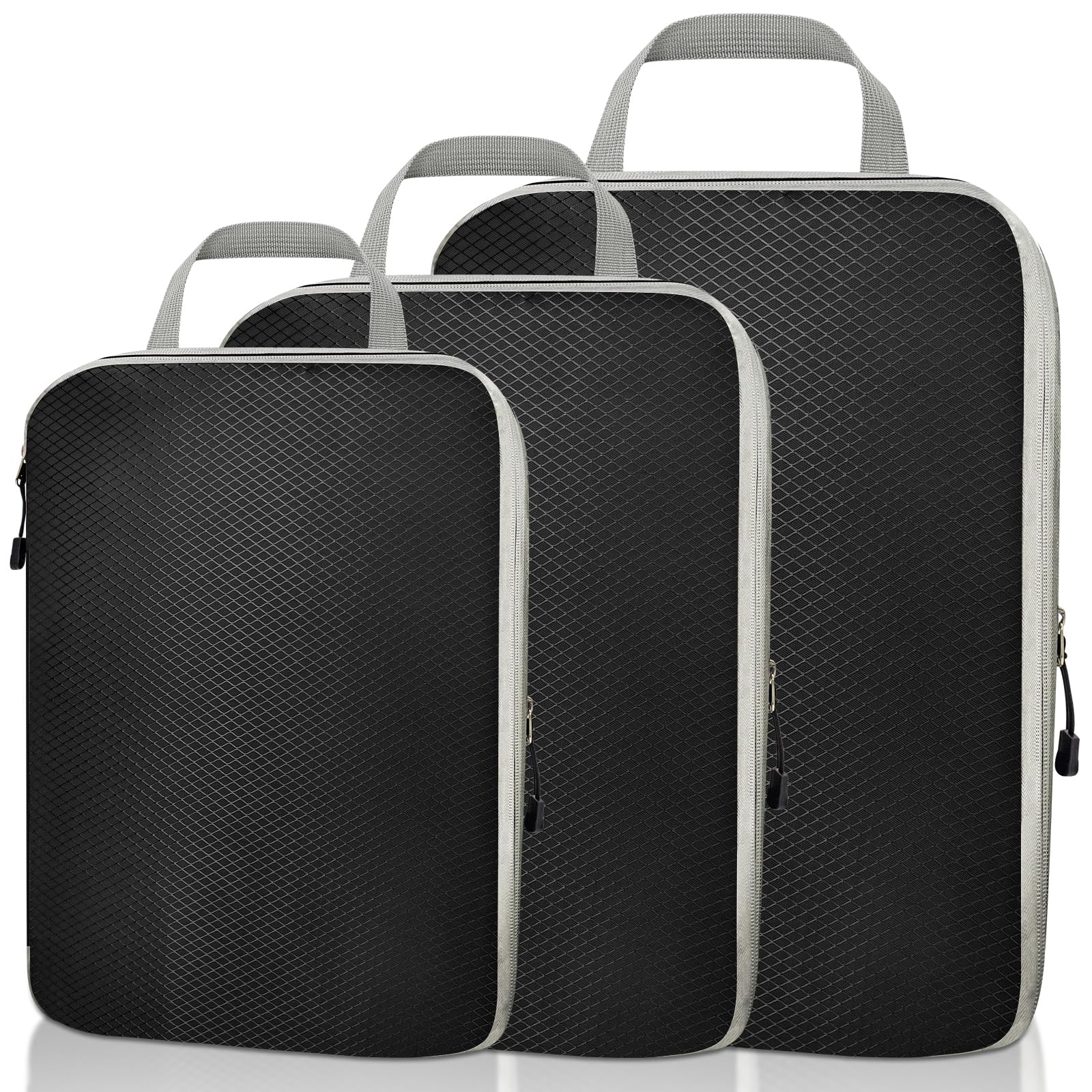 4 Pack Expandable Compression Packing Cubes for Travel, Storage Bag Luggage Black3 HLC084