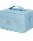 Travel Double Layer Waterproof Organizer Cosmetic Toiletry Bag Blue HLC063