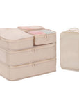 6 Set Travel Packing cubes luggage Organizer Waterproof Shoe Bag Cream  HLC019