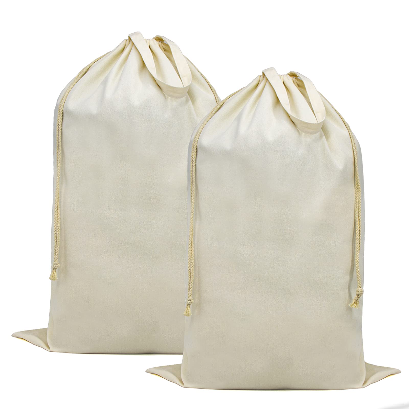 2 Pack Cotton Laundry Bag with Handles & Drawstring Closure HLC071