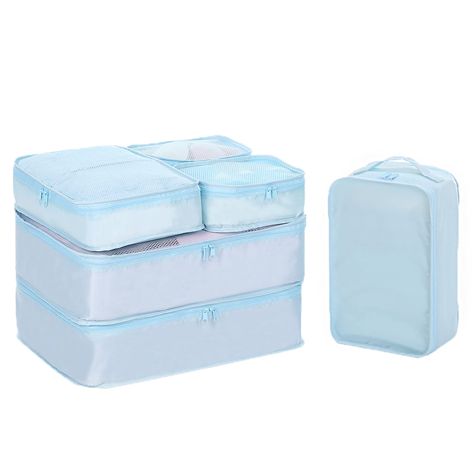 6 Set Travel Packing cubes luggage Organizer Waterproof Shoe Bag Blue  HLC019