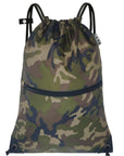 Drawstring Backpack Sports Gym Bag With Multi Pockets (Army Green Camo) HLC004