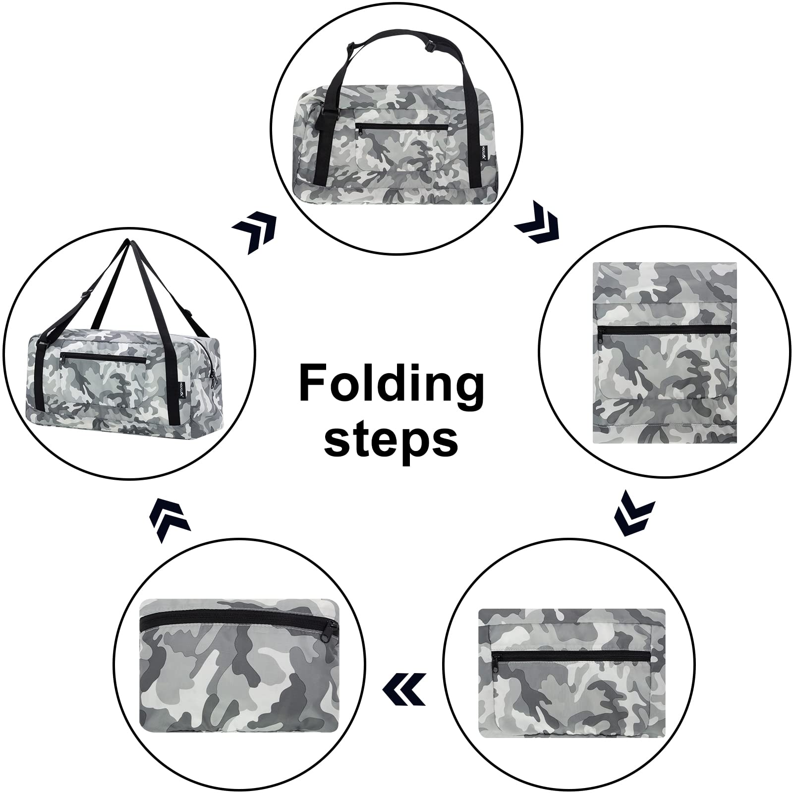 Foldable Travel Duffel Bag For Women & Men Luggage Great for Gym (arctic camo) HLC008
