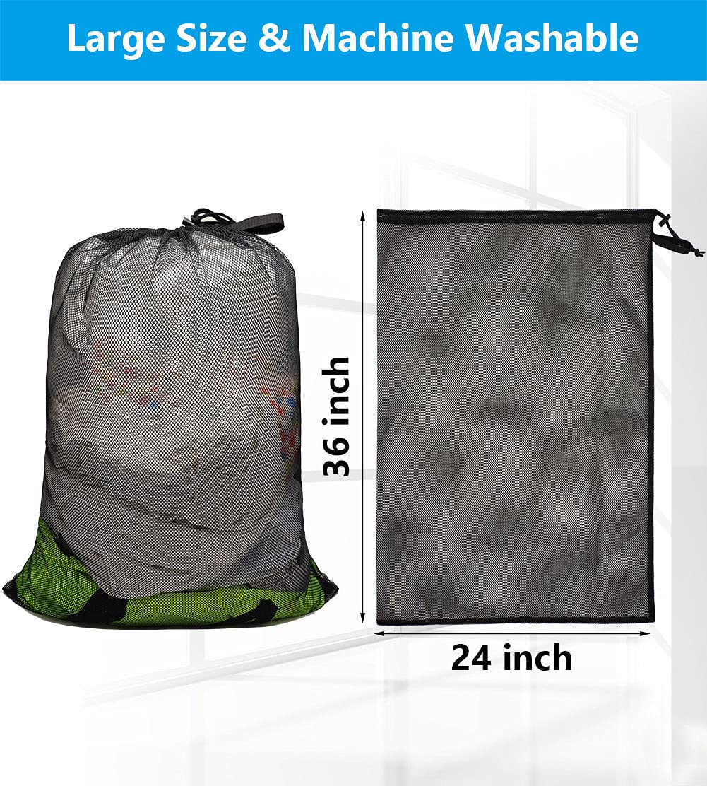 2 Pack Mesh Laundry Bag 24 x 36 inches Sturdy Heavy Duty Drawstring Bag HLC068