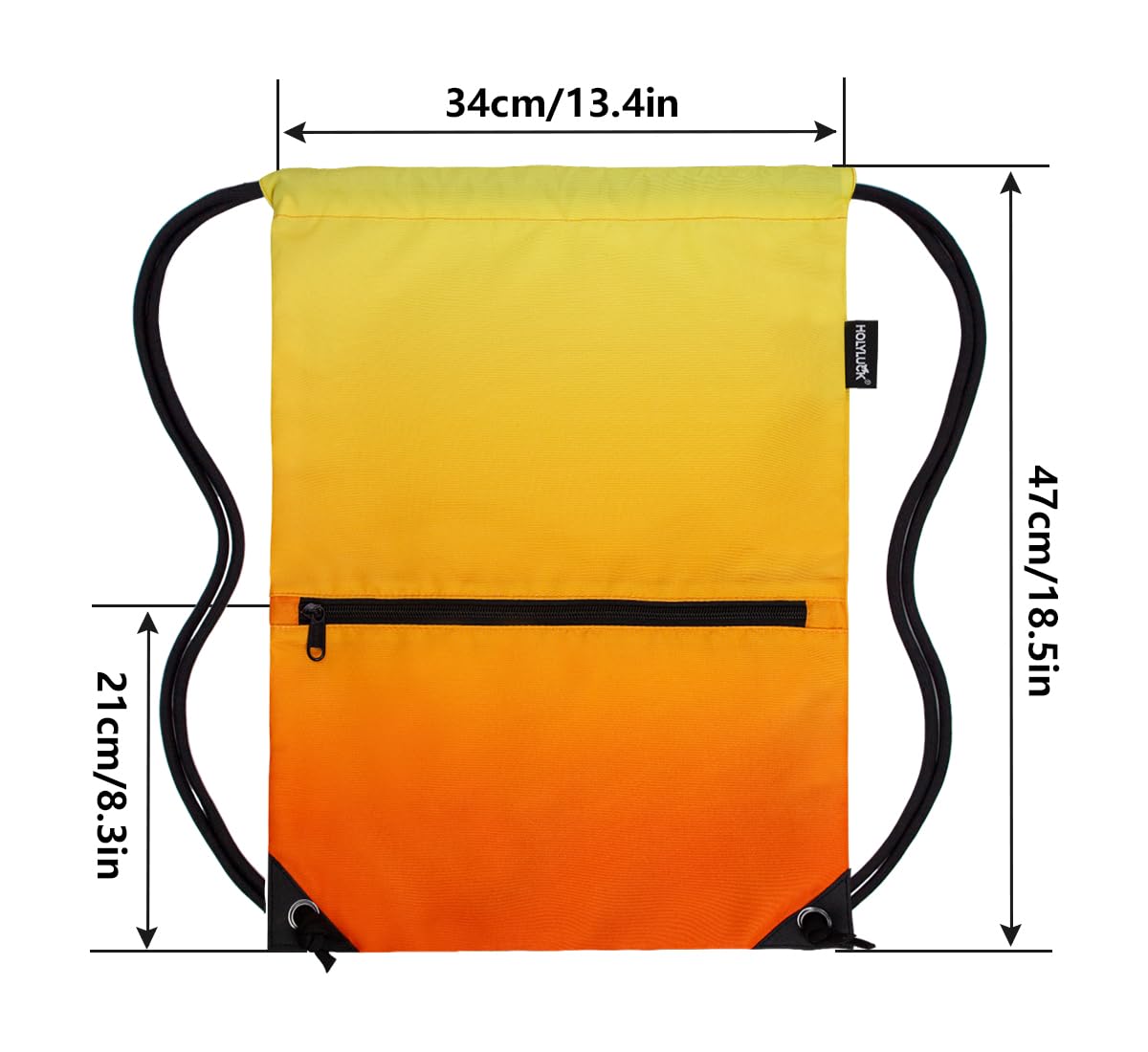 Drawstring Backpack Bag Sport Gym Sackpack Gradient Orange and Yellow HLC001