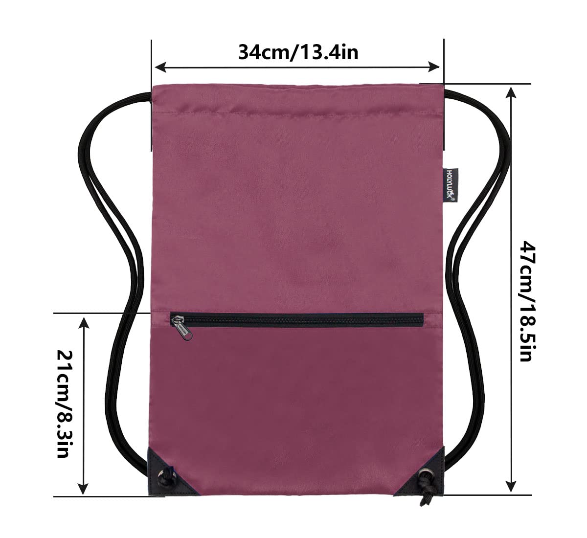 Outdoor Sport Gym Sack Waterproof Drawstring Backpack Bag Burgundy HLC001