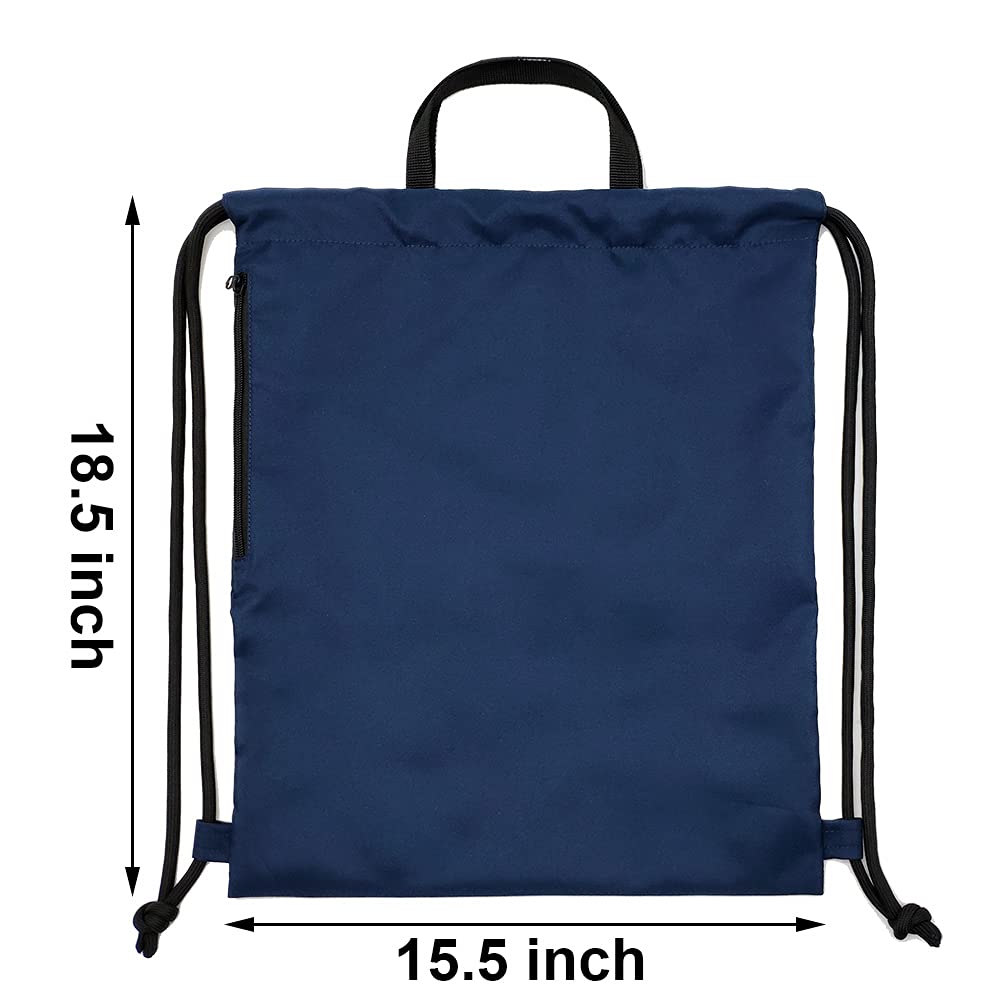 Drawstring Backpack Sports Gym Bag With Multi Pockets (Navy) HLC028