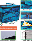 Reusable Insulated Cooler Lunch Bag Leakproof Meal Lunch Box with Multi-Pockets Blue Camo L HLC027
