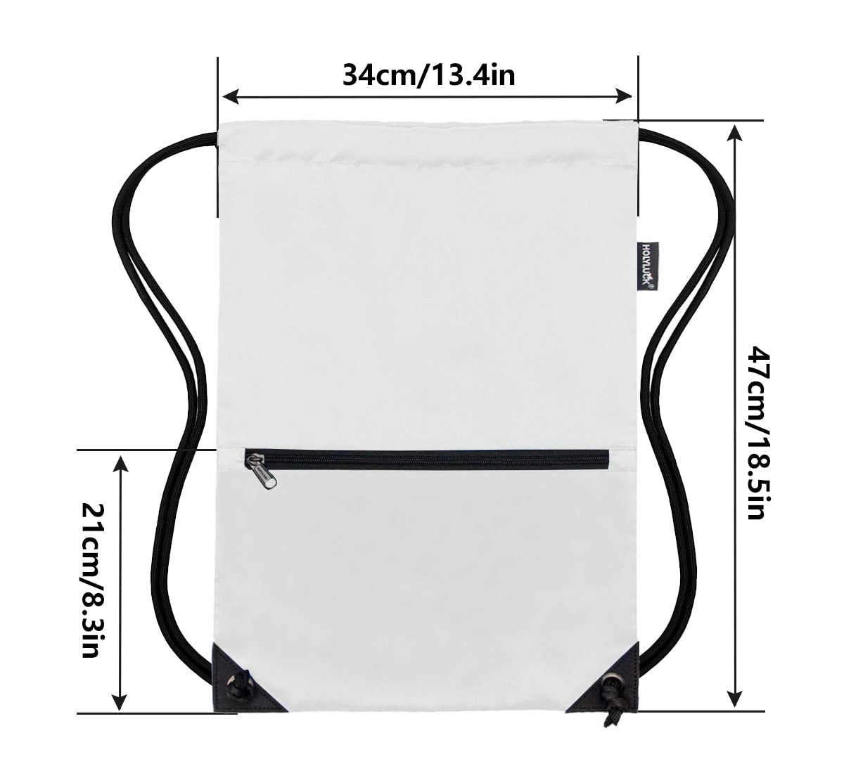 Drawstring Backpack Bag Sport Gym Sackpack White HLC001