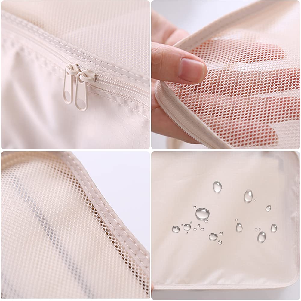 6 Set Travel Packing cubes luggage Organizer Waterproof Shoe Bag Cream  HLC019