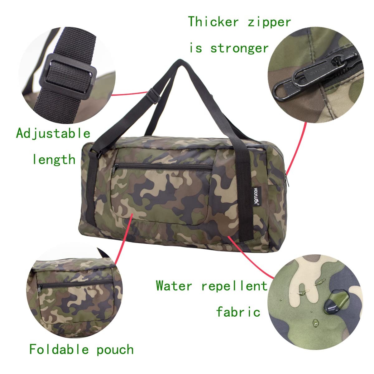 Foldable Travel Duffel Bag For Women & Men Luggage Great for Gym (jungle camo) HLC008