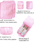 6 Set Travel Packing cubes luggage Organizer Waterproof Shoe Bag Pink  HLC019