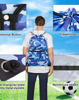 Drawstring Backpack Sports Gym Bag With Multi Pockets Blue Camo HLC004