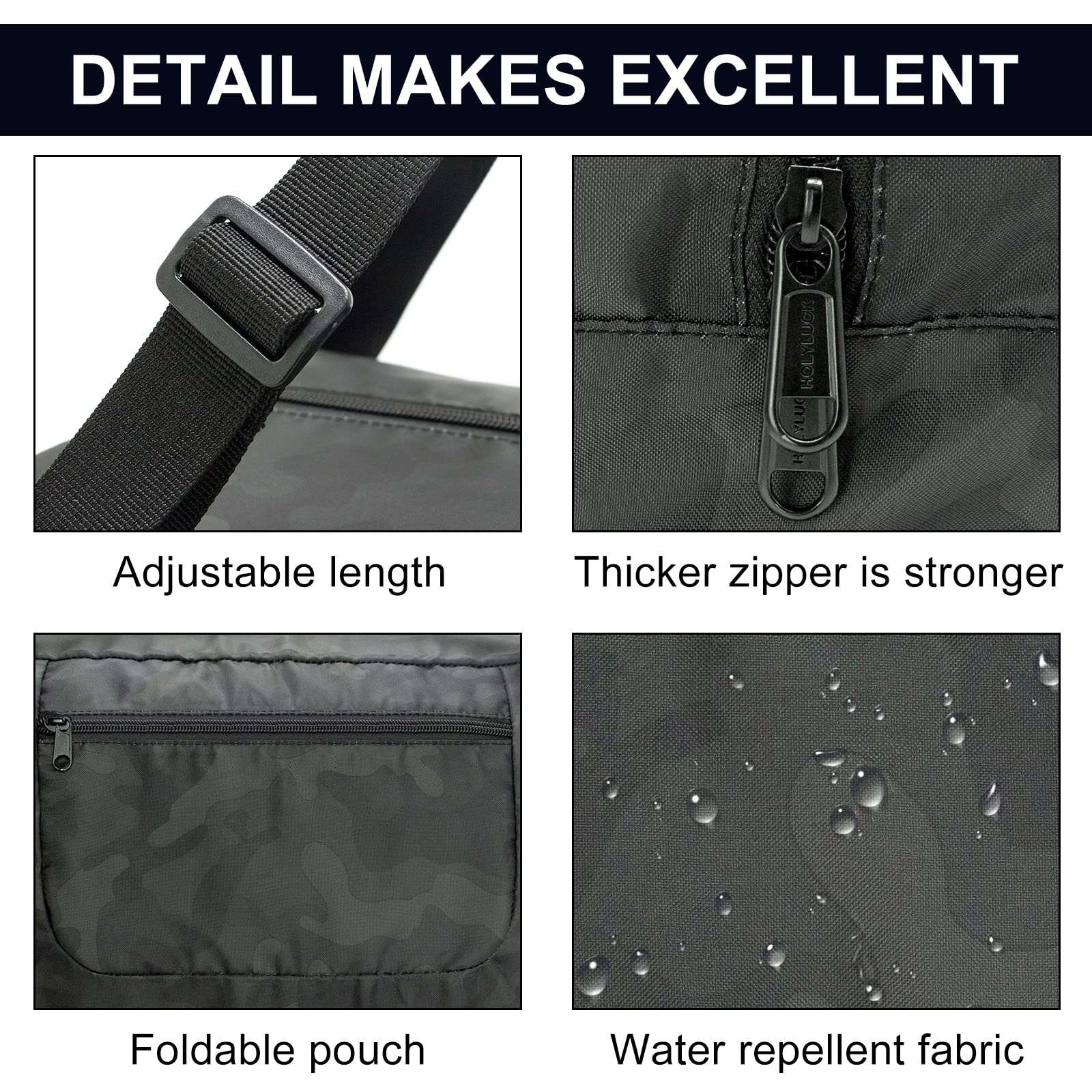 Foldable Travel Duffel Bag For Women & Men Luggage Great for Gym (midnight camo) HLC008