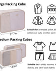 3 Set Waterproof Packing cubes for Travel luggage Lightweight Cubes Cream HLC081