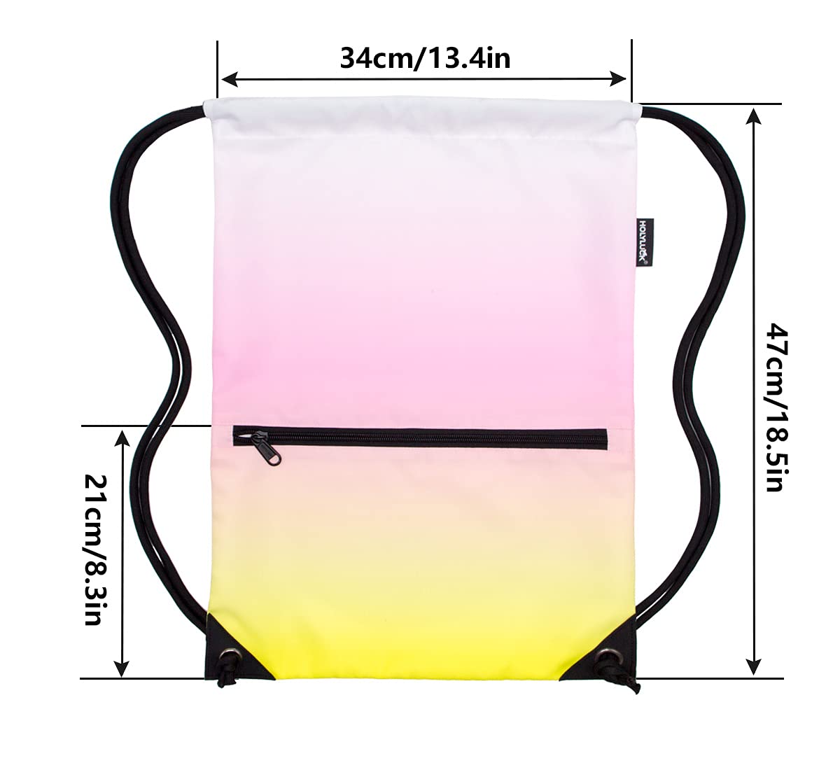 Drawstring Backpack Bag Sport Gym Sackpack Gradient Yellow Pink HLC001