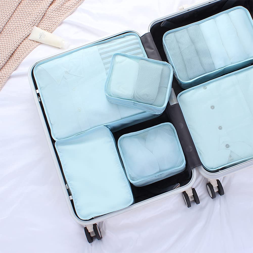 6 Set Travel Packing cubes luggage Organizer Waterproof Shoe Bag Blue  HLC019