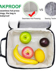 Reusable Insulated Cooler Lunch Bag Leakproof Meal Lunch Box with Multi-Pockets Grey HLC025