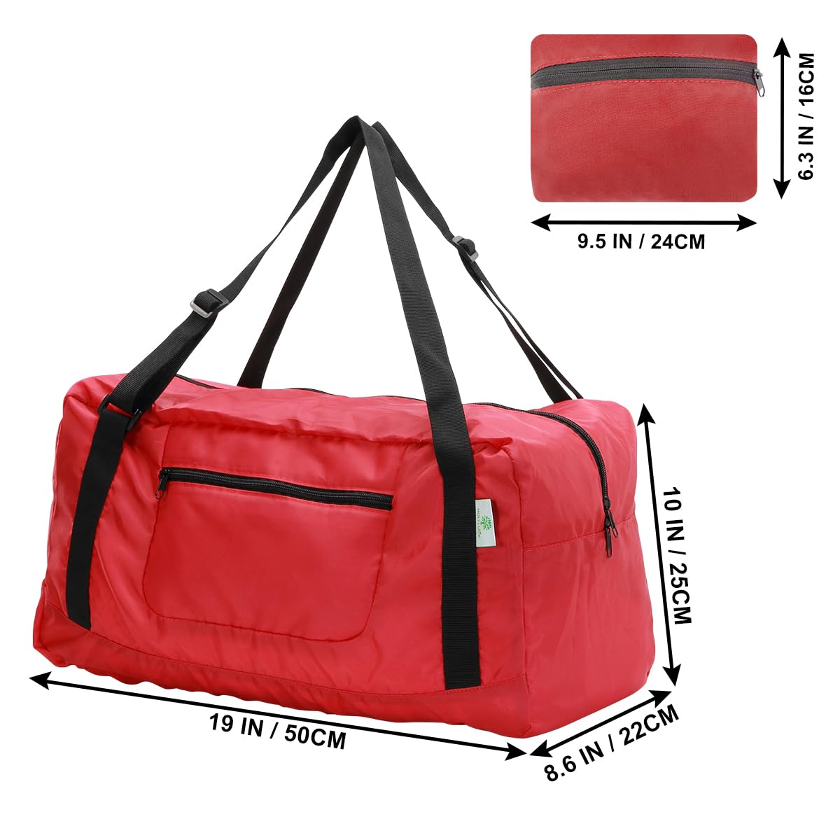 Foldable Travel Duffel Bag For Women & Men Luggage Great for Gym (Red) HLC008