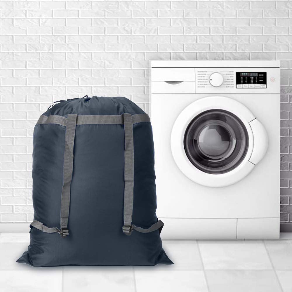 Navy Extra Large Laundry Bag Backpack With Drawstring HLC018