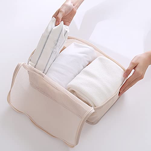 6 Set Travel Packing cubes luggage Organizer Waterproof Shoe Bag Cream  HLC019