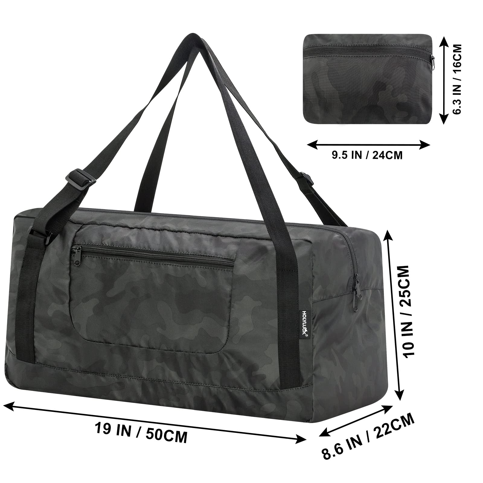 Foldable Travel Duffel Bag For Women & Men Luggage Great for Gym (midnight camo) HLC008