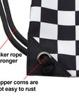 Drawstring Backpack Bag Sport Gym Sackpack Black and White Grid HLC001
