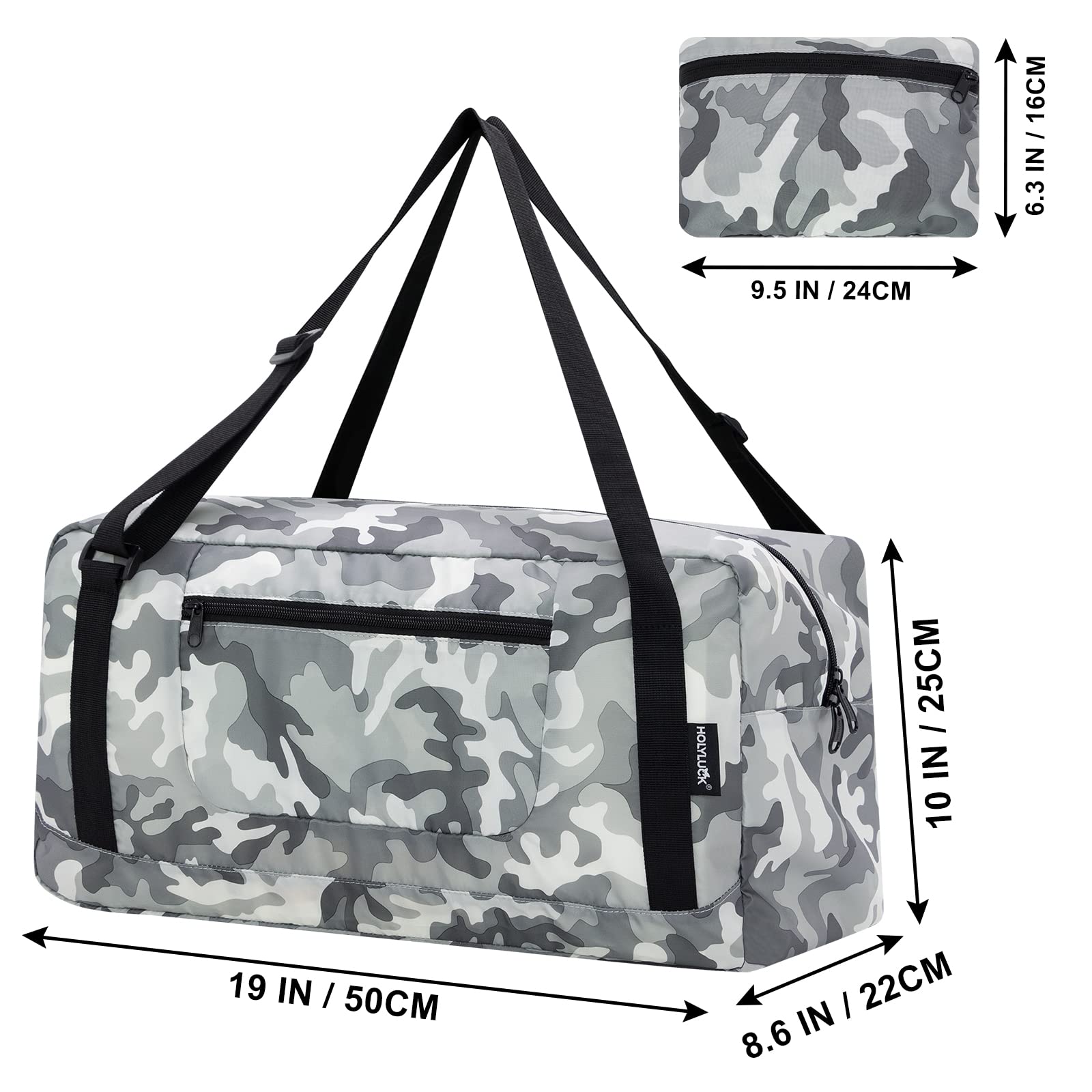 Foldable Travel Duffel Bag For Women & Men Luggage Great for Gym (arctic camo) HLC008