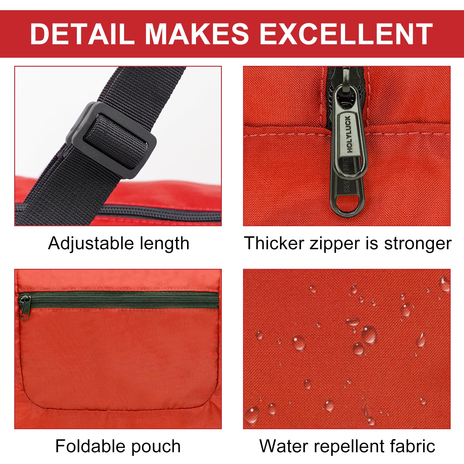Foldable Travel Duffel Bag For Women & Men Luggage Great for Gym (Red) HLC008