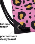 Drawstring Backpack Bag Sport Gym Sackpack Pink Leopard HLC001