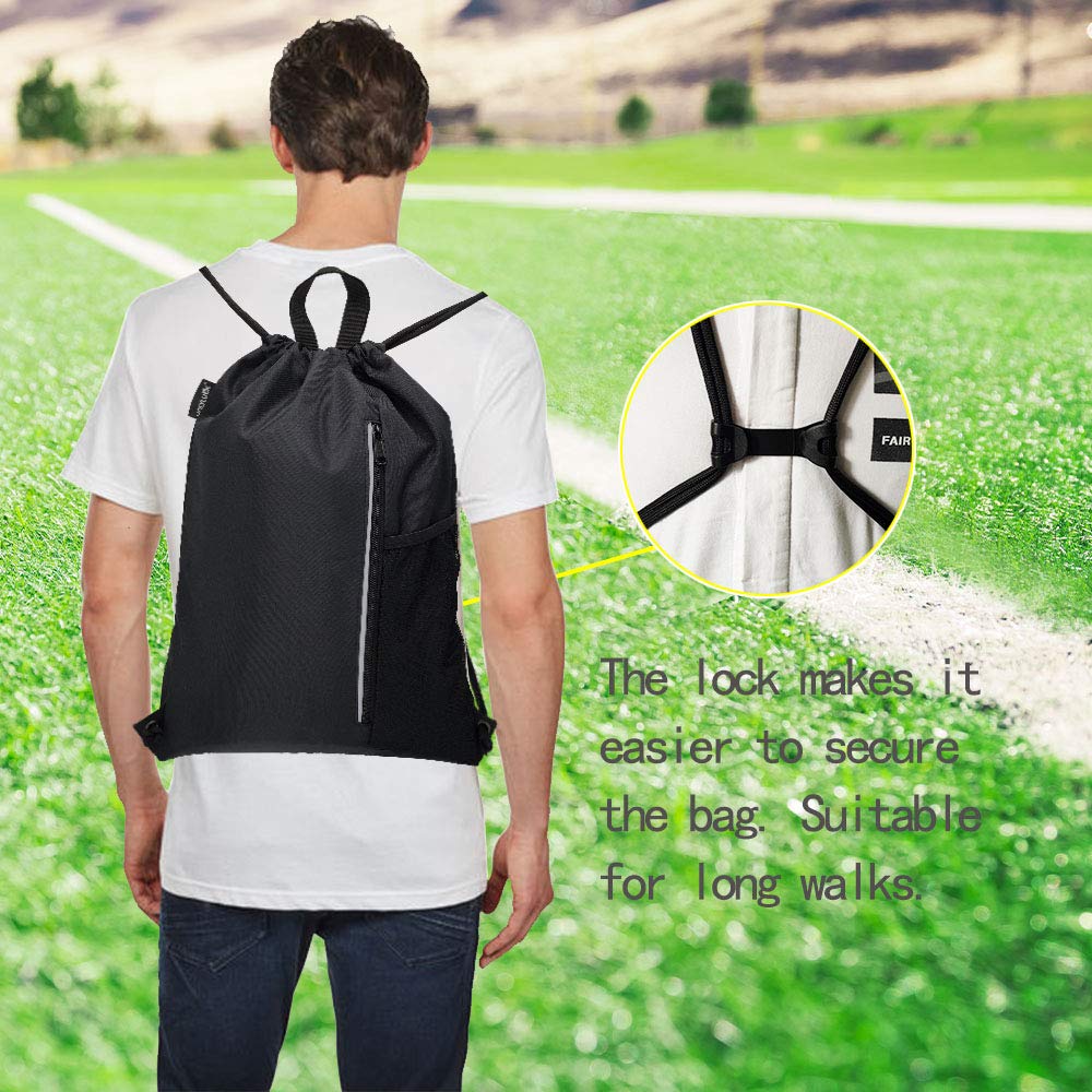 Outdoor Sport Gym Sack Waterproof Drawstring Backpack Bag Dark Grey HLC005