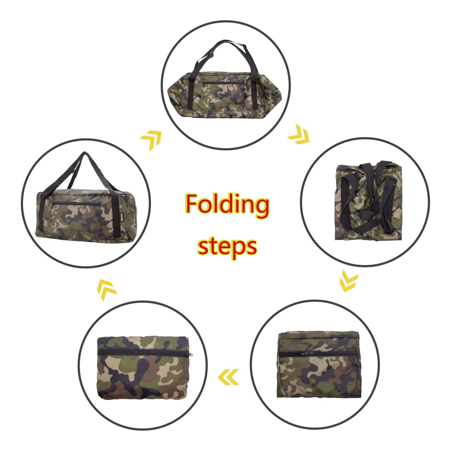 Foldable Travel Duffel Bag For Women & Men Luggage Great for Gym (jungle camo) HLC008